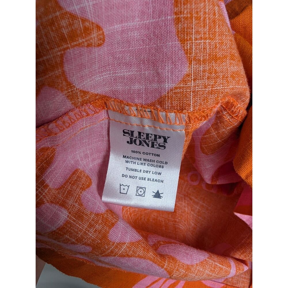 Sleepy Jones NWOT Marina Aloha Pajama Set Orange Pink Tropical Floral Cotton S - Picture 6 of 11